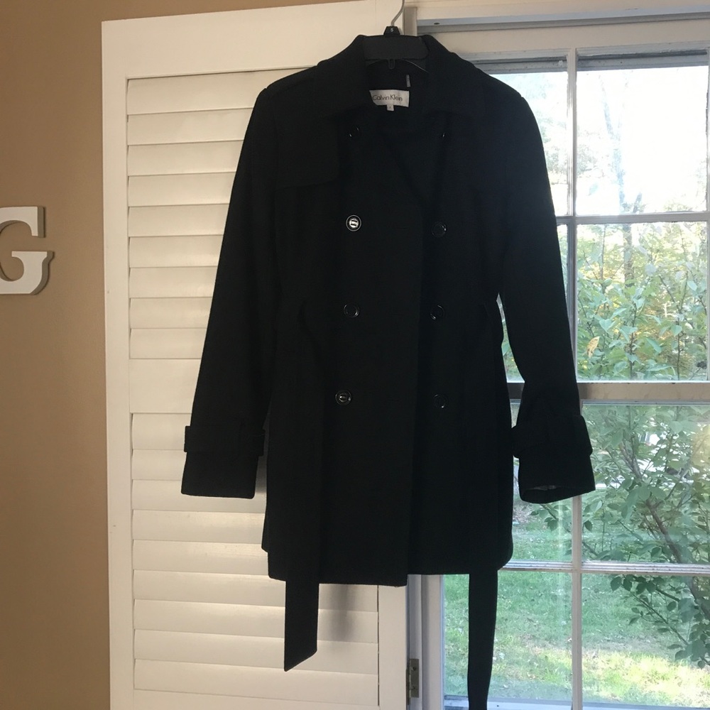Calvin Klein Tie-Waist Wool Coat